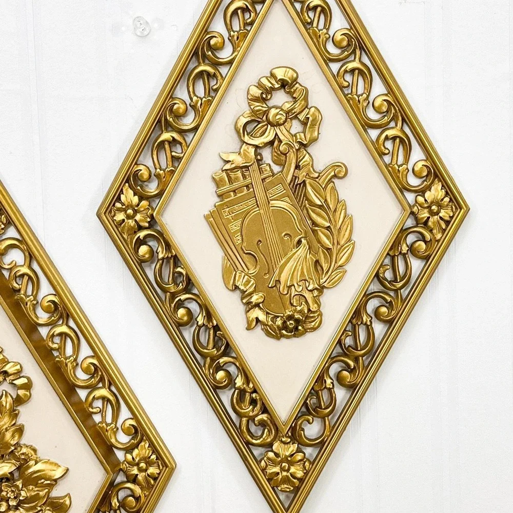 Faux Brass‎ Gold Wall Hanging Set of 2 - Burwood Interior Decor